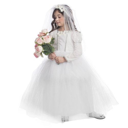 Dress Up America Bride Costume for Girls - Princess Wedding Gown - Bridal Dress and Veil Dress Up Set for Kids (Medium)
