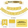 Pre-Strung Happy Birthday Banner - NO DIY - with Shiny Letters Glitter FELIZ CUMPLEAÑOS DECORATIONS Banner for Gold Birthday Party Decorations and Supplies