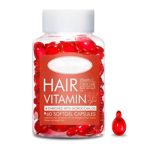 AIUEO Hair Treatment Serum Hair Vitamin Serum Capsules Nourishing Moroccan Oil Hair Capsules No-rinsing Hair Vitaminas Para El Cabello (60 PCS)
