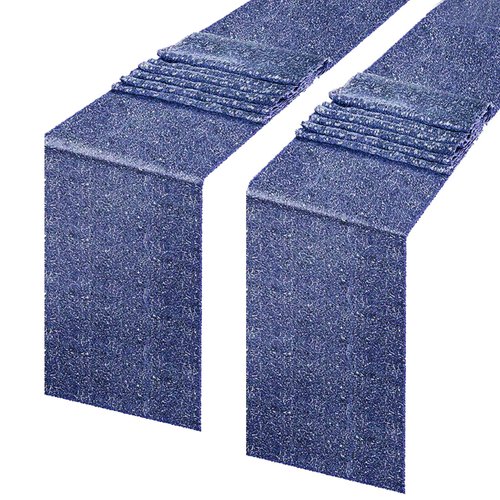 HMQIANG Navy Blue Sequin Table Runner 12"x108" Pack of 2 Sparkle Metallic Sequin Table Linens Runner Party Decor Glitter Party Supplies Fabric for Baby Shower Holiday Celebrations