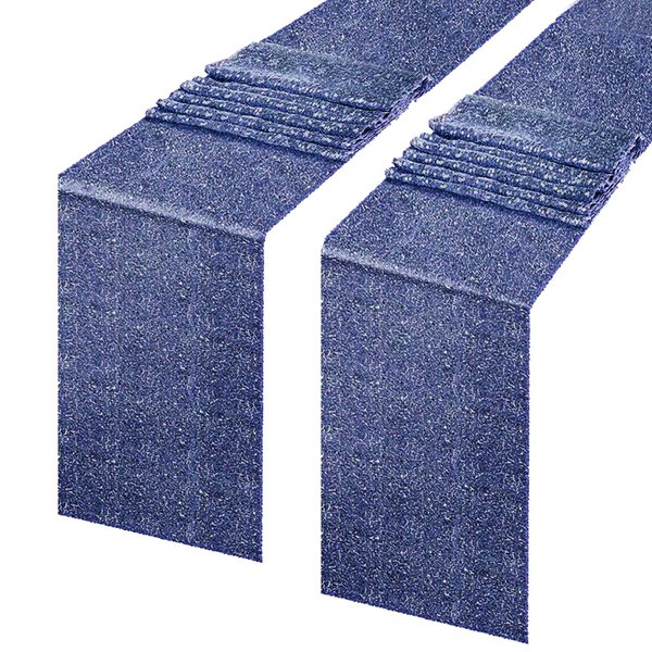 HMQIANG Navy Blue Sequin Table Runner 12"x108" Pack of 2 Sparkle Metallic Sequin Table Linens Runner Party Decor Glitter Party Supplies Fabric for Baby Shower Holiday Celebrations