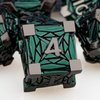 ORIFANTOU 7PCS Metal DND Dice Set Green D&D Dice with Box, Debris RPG D and D Dice Dungeons and Dragons Role Playing Game Polyhedral Dice Set D20 D12 D10 D8 D6 D4