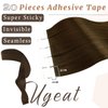 Ugeat Human Hair Tape in Extensions Brown 14inch Tape in Hair Extensions Hman Hair Chocolate Brown Invisible Tape in Hair Extensions for Black Women 20Pcs 40G