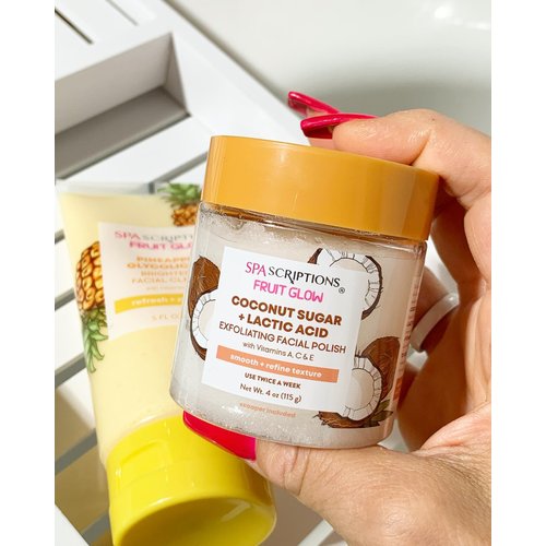 Fruit Glow- Coconut Sugar + Lactic Acid Exfoliating Facial Polish With Vitamins A, C & E 4 Oz