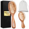 Beauntangly Hair Brush Set, Natural Bamboo Bristles Hairbrush for Hair Growth, Mini Brush for Women Men Kids Thick Curly Thin Long Short Wet Dry Hair No More Tangle, Detangling Massaging Scalp