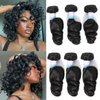 EMOL Loose Wave Bundles Human Hair Weave 3 Bundles Virgin Brazilian Loose Wavy Human Hair Weft Big Loose Spiral Wand Curls Short Hair Bundles Natural Black Human Hair Extensions 10 10 10 Inch