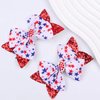 2PCS 4th of July Hair Bow Clips Glitter Hairpins for Kids Girls, Red Stars and Sparkly Sequin Hair Clips Patriotic Headband Butterfly Toddler Hair Pins for Independence Day Access Party Headwear