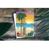 Palm Tree Ocean Sunset Card - Santa Decorates Palm Tree - 18 Boxed Christmas Cards and Envelopes (Standard)
