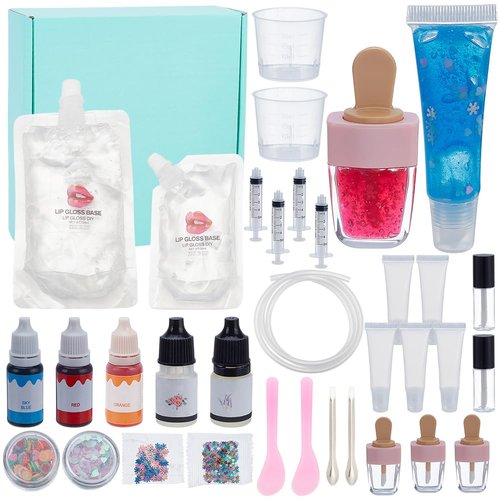 WEBEEDY DIY Lip Gloss Making Kit 30 Pcs DIY Lip Gloss Handmade Set with Moisturizing Lip Gloss Base,Lip Gloss Tubes,Lip Gloss Pigment for Adults Women DIY Makeup Set for Birthday Fun Gift
