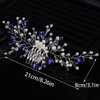 Teyglen Blue Crystal Bride Wedding Hair Comb Handmade Pearl Rhinestone Hair Pieces Hair Accessories for Bride Bridal Side Hair Comb Headpieces for Women Girls