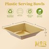 N9R 50 Count Gold Square Plastic Serving Bowls, 12 Oz Disposable Square Bowls for Candy Snake, Salad Bowl Perfect for Party Wedding Birthday
