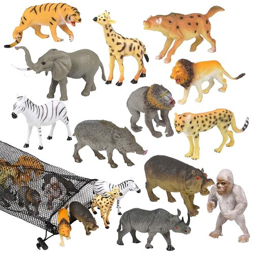 ArtCreativity Animal Figures Assortment in Mesh Bag, Set of 12 Mini Animal Figurines in Assorted Designs, Fun Bath Water Playset for Kids, Party Favors for Boys and Girls