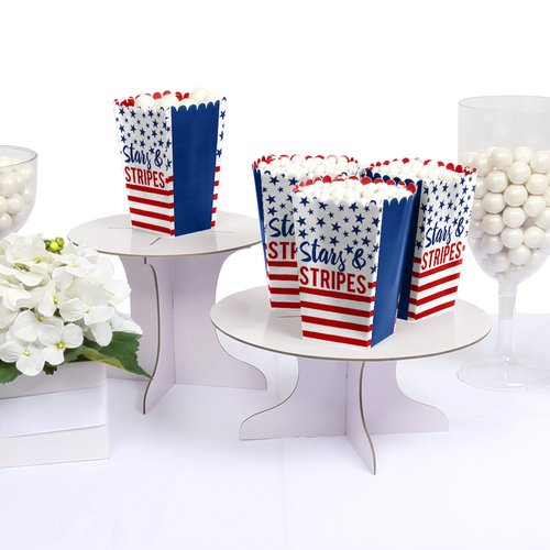 Big Dot of Happiness Stars and Stripes - Memorial Day, 4th of July and Labor Day USA Patriotic Party Favor Popcorn Treat Boxes - Set of 12