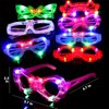 24 Packs LED Glasses for kids Glow in the dark Party Supplies Favor,6 LED 6 Shapes Glasses Flashing Plastic Light up Glass Toys Bulk 3 Replaceable Battery fit New Year Eve Party Supplies Holiday