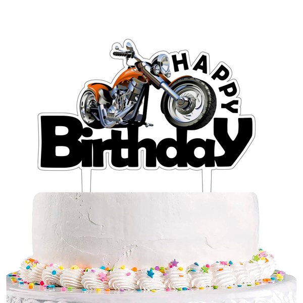 Motorcycle Happy Birthaday Cake Topper Motorcycle Racing Themed Cake Decoration Motorcycle Enthusiasts Birthday Party Supplies