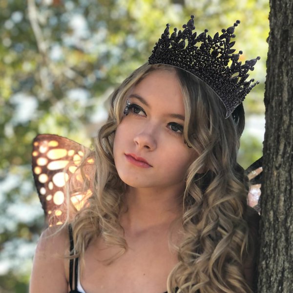 Extra Big Crown for Women Black Gothic Tiara 5" Tall Pageant Queen Tiara Headband Black Wedding Crown for Quinceanera Costume Cosplay Halloween