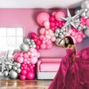 Kozee Hot Pink Silver Balloon garland arch kit 160PCS Pastel Pink and silver Starburst balloons for girl's 15/16/30th Birthday Princess 2024 graduation