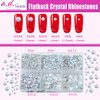 AD Beads 4300 Pieces Flat Back Nail Art Rhinestones Round Beads 6 Sizes (2-6.5mm) with Storage Organizer Box,Rhinestones Picking Pen for Nail Art Phone Decorations Crafts DIY (Opal White)