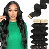 Lashey Tape in Hair Extensions Human Hair 20pcs 50g/pack Body Wave Hair Extensions Tape in Hair Extensions 14 Inch Natural Black Invisible Hair Extensions for Women