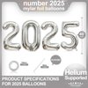 2025 Balloons,Gaint 40 Inch Silver 2025 Number Balloons,2025 Silver Balloons for New Year Eve Party Supplies 2025, New Years Decorations 2025, Christmas, Graduations Decorations