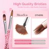 MelodySusie 3Pcs Acrylic Nail Brush Set, Size 8/10/14 Professional Nail Brushes for Acrylic Application Acrylic Powder Nail Art Extension and 3D Nail Carving for DIY Home Salon Nail Art Tool Pink