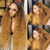 Fabimiya Curly Human Hair Wig Omber T 27 Lace Frontal Closure Jerry Curly Human Hair Wig Pre Plucked Pre Cut Lace Frontal Closure Glueless Wigs Elastic Band 200% Density