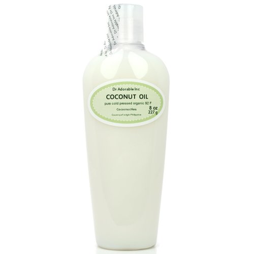 Dr Adorable - 8 oz - Coconut Oil 92 Degree - 100% Pure Natural Organic Cold Pressed