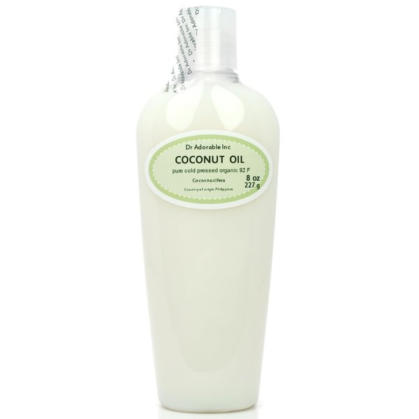 Dr Adorable - 8 oz - Coconut Oil 92 Degree - 100% Pure Natural Organic Cold Pressed