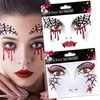 WRBAJIS Halloween Face Tattoos Stickers Glitter Spider Vampire Temporary Tattoo Eyes Face Gems Stickers for Women Girls Halloween Party Decorations Supplies 2Pcs