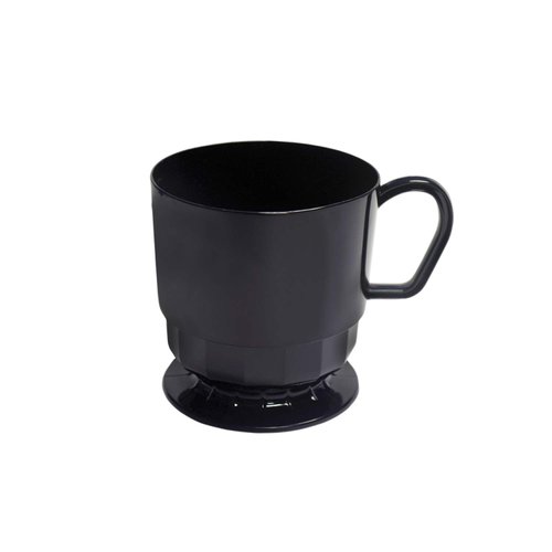 Party Essentials 8-Ounce Hard Plastic Coffee Cups, 10-Count, Black
