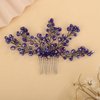 Teyglen Blue Crystal Beads Hair Comb Rhinestone Wedding Hair Comb Hair Accessories for Bride Bridal Hair Piece Headpiece for Women Girls (Blue)