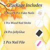 Fall Maple Leaf Press on Nails Long Coffin Fake Nails with Maple Leaves and Flowers Nail Charms Designs Glitter Autumn Acrylic Nails Glue on Nails for Women Thanksgiving Nail Decoration 24Pcs