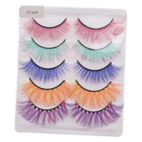 Fake Eyelash 5 Pairs Colored es Natural Fake Lashes es Magnetic Fluffy Natural Eyelashes False Lashes Synthetic Fiber Eyelash Fake Lash Extensions Fake Lash 3d