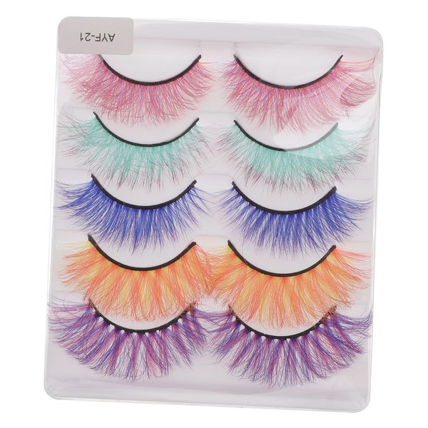 Fake Eyelash 5 Pairs Colored es Natural Fake Lashes es Magnetic Fluffy Natural Eyelashes False Lashes Synthetic Fiber Eyelash Fake Lash Extensions Fake Lash 3d