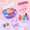 Girls Nail Polish Set Purple, Toys for Girls Age 5 6 7 8 9 10, Nail Care Kit with Nail Polish, Nail Dryer, Fake Nails, nail Glitter, Nail Filer and Toe Separator, Ideal Birthday Gifts for Girls 5-8