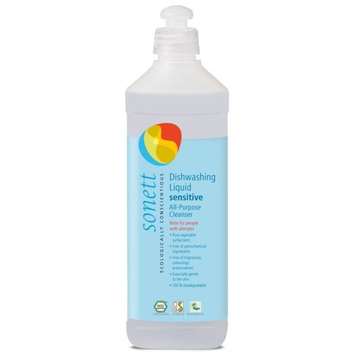Sonett Organic Dishwashing Liquid, All Purpose Cleaner Sensitive Skin For People With Allergies (17 Fl.Oz (1 Count)) Certified Organically Grown