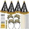 2025 Happy New Year Party Decorations 26pcs New Year's Eve Party Supplies Includes Cone Hats, Tiaras and Bead Necklaces Party Supplies for New Year