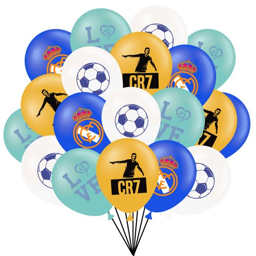 Soccer Theme Birthday Party Supplies, Real Madrid CF Theme Balloons for Party Decorations, Cristiano Ronaldo Birthday Party Favors