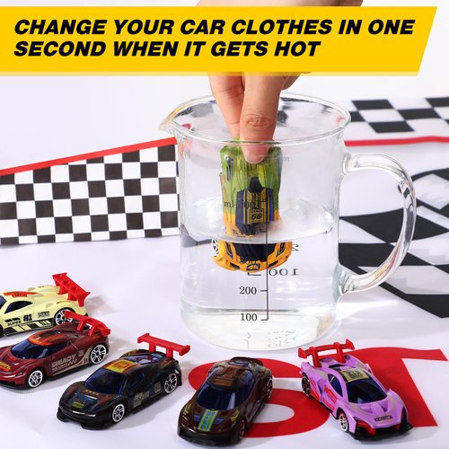 HyDren 6 Pcs Color Change Cars Color Change Toy Vehicles Color Changing Cars in Water Color Changing Bath Toys Car Goodie Bags Fillers Valentine's Day Gift for Kids Toddlers Themed Party Favors