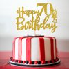 Gold Glitter Happy 70th Birthday Cake Topper, Hello 70, Cheers to 70 Years, 70 & Fabulous Party Decoration