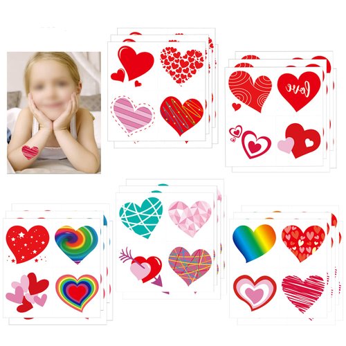 Valentines Heart Tattoos(100PCS),Konsait Valentine’s Day Temporary Tattoos Red Heart Tattoos for Kids Girls Boys Valentine’s Day Party Favor Supplies Kids School Gifts Goody Bag Filler Teachers Prizes