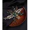 Denifery Emerald Hair Comb Emerald Headpiece Gold Emerald Hair Piece Green Hair Comb Emerald Hair Accessories for Women and Girls (Style 4)