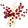 BETITETO Crystal Bridal Hair Comb Wedding Gold Vine Leaf Rhinestone Hair Piece Accessories for Women Girls (Wine Red)