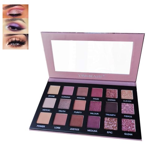 18 Color Eyeshadow Nude Palette, YMH BEAUTE High Pigment Shimmer Matte Glitter Eyeshadow Makeup Palette Neutral Eyeshadow Pallet Long Lasting Waterproof Cruelty-free, ATHENA