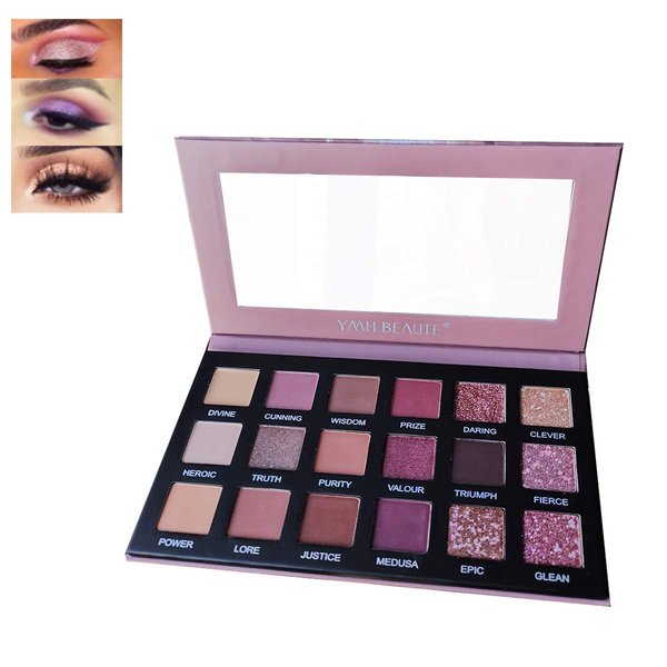 18 Color Eyeshadow Nude Palette, YMH BEAUTE High Pigment Shimmer Matte Glitter Eyeshadow Makeup Palette Neutral Eyeshadow Pallet Long Lasting Waterproof Cruelty-free, ATHENA