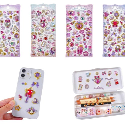 Mayatra's Shining Crystal Gems Stickers Set – Stickers 3D Stickers for Girls, Foam Stickers,Cute Stickers, Craft Stickers (Set of 4 Sheets)