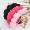 WHAVEL 3 Pack Spa Headband Skincare Headbands, Makeup Headband Sponge Terry Cloth Headbands Face Wash Headband Puffy Hair Band for Washing Face Women Girls (Pink, Hot pink, Black)