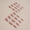 French Tip Press on Nails Long - Gold Foil Press on Nails, Square Shape Fake Nails, Shiny Glossy Nude Gel False Nails Reusable, Stick on Nails Tips Artificial Nails for Women and Girls 24 pcs