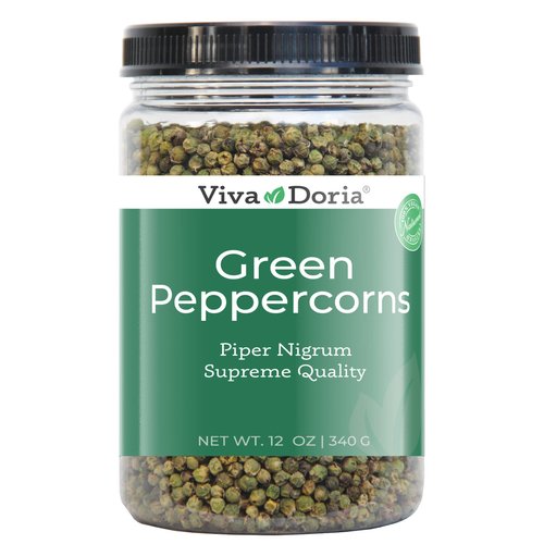 Viva Doria Green Peppercorns, Whole Green Pepper, Steam Sterilized,12 Oz (340 g), For Grinder Refills