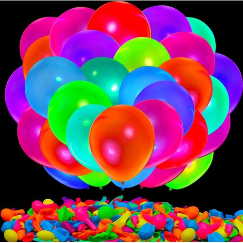 260 Pcs UV Neon Balloons, 14 Inch Neon Glow Party Balloons 7 Colors Glow Balloons Glow in the Dark Balloons for Blacklight Party Birthday Wedding Neon Party Supplies and Decorations